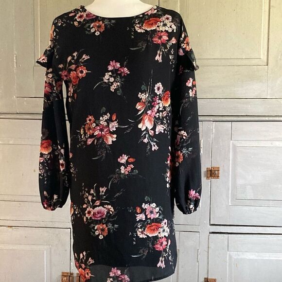 Everly floral long sleeve midi shift dress Small - Picture 1 of 10